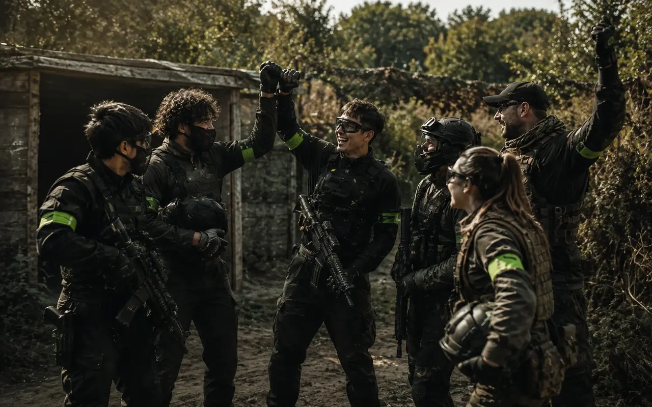 Equipe de Airsoft reunida durante uma operação